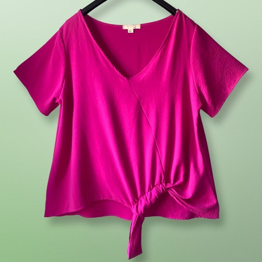 Misia Curve pink hi low hem blouse EUC SIZE 1x